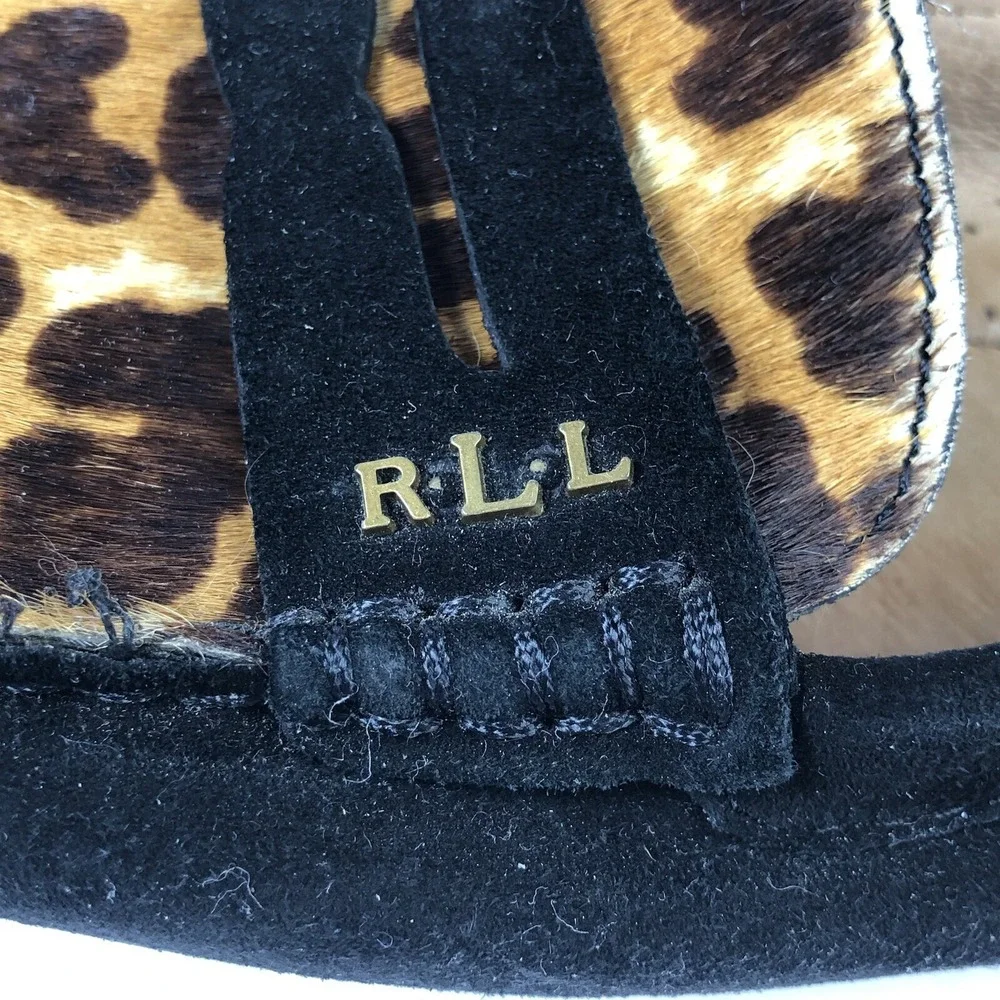 Lauren Ralph Lauren Women 9.5‎ Belen Suede Calf Hair Leopard Print Driving Shoes